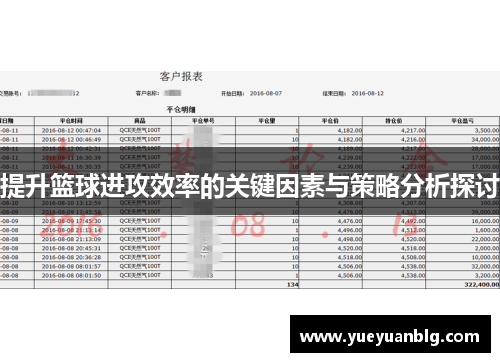 提升篮球进攻效率的关键因素与策略分析探讨
